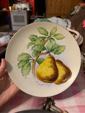 Pair of Vintage Hand-Painted Fruit Plates by K. Suyama